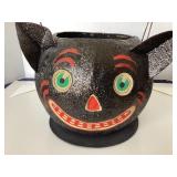 Dept. 56 Paper Mache Black Cat Candy Pail