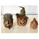 Group of 3 Small Pottery Pumpkins