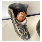 Painted Black Cat Candy Pail and Witch