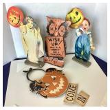 Group of Tin Litho Halloween Decor