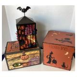 Pair of Halloween Boxes and Lantern