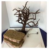 Spooky Lighted Halloween Tree and Pair of Display Bases