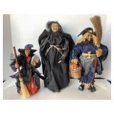 Group of 3 Fabric Art Witches