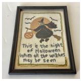 Framed Needlepoint Halloween Motto