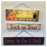 Trio of Wooden Halloween Signs
