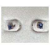 Pair Sapphire and 14K White Gold Earrings