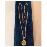 14K Gold Rope Necklace With Gold Nugget Locket