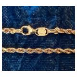 14K Gold Rope Necklace With Gold Nugget Locket