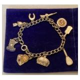 Pair Vintage Sterling Silver Charm Bracelets