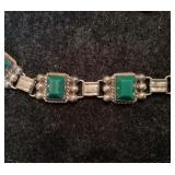 Mexican Silver and Green Onyx Necklace