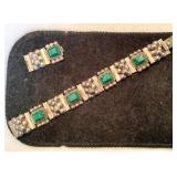Taxco Sterling and Green Onyx Bracelet