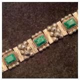 Taxco Sterling and Green Onyx Bracelet