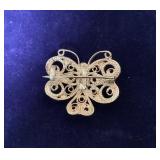 Norwegian Silver Filigree Butterfly Pin