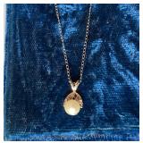 Pearl and 14K White Gold Pendant on Silver Chain