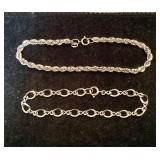 Pair of Sterling Bracelets and a Sterling Necklace