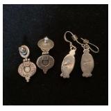 Two Pairs Southwestern Turquoise and Sterling Earrings