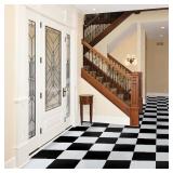 TrafficMaster Black and White 4 MIL x 12 in. W x 12 in. L Peel and Stick Water Resistant Vinyl Tile Flooring (720 sq.ft) TrafficMaster Black and White 4 MIL x 12 in. W x 12 in. L Peel and Stick Water Resistant Vinyl Tile Flooring (720 sq.ft)