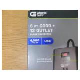 Commercial Electric 6 ft. 12-Outlet Black Surge Protector with USB Commercial Electric 6 ft. 12-Outlet Black Surge Protector with USB