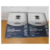 (2) Hampton Bay Rigby 9.6 in. 1-Light Matte Black Round Flush Mount, Farmhouse Ceiling Light (2) Hampton Bay Rigby 9.6 in. 1-Light Matte Black Round Flush Mount, Farmhouse Ceiling Light