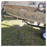 Alumacraft 14 ft Duck Boat w/2023 Like New Mercury 4 Stroke 15hp, and 2023 Karavan Trailer