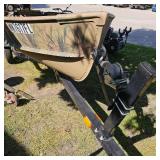 Alumacraft 14 ft Duck Boat w/2023 Like New Mercury 4 Stroke 15hp, and 2023 Karavan Trailer