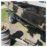 Alumacraft 14 ft Duck Boat w/2023 Like New Mercury 4 Stroke 15hp, and 2023 Karavan Trailer