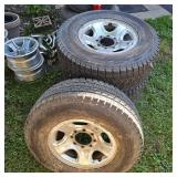 Lot of 4 Dodge 1 ton-3/4 Ton Chrome Wheels, Like New with As New Blizzak P285/70R/17-Less Than 300 Miles