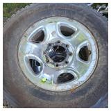 Lot of 4 Dodge 1 ton-3/4 Ton Chrome Wheels, Like New with As New Blizzak P285/70R/17-Less Than 300 Miles