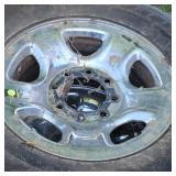 Lot of 4 Dodge 1 ton-3/4 Ton Chrome Wheels, Like New with As New Blizzak P285/70R/17-Less Than 300 Miles