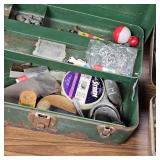 4 Classic Aluminum and Steel Tackle Boxes with Lures, Arbogast, Heddon, Lazy Ike, Vamp Spook