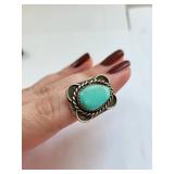 Sterling Silver Turquoise Ring Size 5.5 5.09g