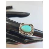 Sterling Silver Turquoise Ring Size 5.5 5.09g
