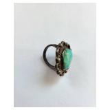 Sterling Silver Turquoise Ring Size 6 10.14g Not Marked