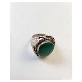 Sterling Silver Green Turquoise Ring Size 10.5, 17.72 Grams