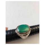 Sterling Silver Green Turquoise Ring Size 10.5, 17.72 Grams