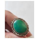Sterling Silver Green Turquoise Ring Size 10.5, 17.72 Grams