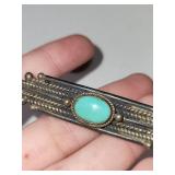 Mexican Silver .800 Turquoise Brooch 14.44 Grams