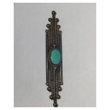 Mexican Silver .800 Turquoise Brooch 14.44 Grams