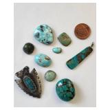 Collection of Turquoise Pendants and Loose Stones