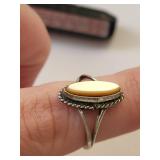 Set of 3 Mexican .800 Silver Rings with Inlay Designs