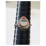 Set of 3 Mexican .800 Silver Rings with Inlay Designs