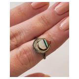 Set of 3 Mexican .800 Silver Rings with Inlay Designs