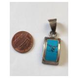 Sterling Silver Turquoise Pendant 8.88 Grams
