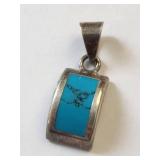 Sterling Silver Turquoise Pendant 8.88 Grams