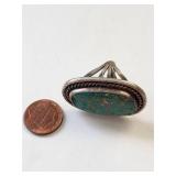 Sterling Silver Turquoise Ring Size 7, 16.38 Grams (Not Marked)