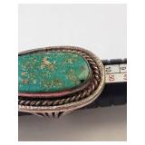 Sterling Silver Turquoise Ring Size 7, 16.38 Grams (Not Marked)