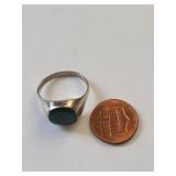 Sterling Silver Malachite Ring Size 9, 4.41 Grams