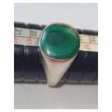 Sterling Silver Malachite Ring Size 9, 4.41 Grams