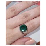 Sterling Silver Malachite Ring Size 9, 4.41 Grams