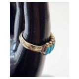Sterling Silver Turquoise Ring Size 7.5, 3.92 Grams